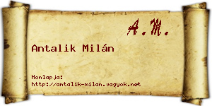 Antalik Milán névjegykártya